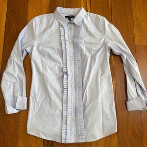 Banana Republic baby blue tuxedo button down blouse with french cuffs.